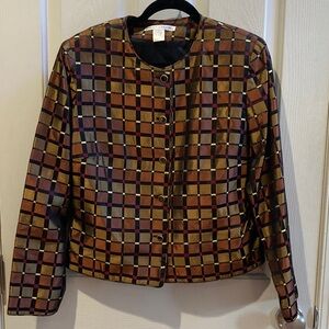 EUC Maggy London Vibrant Checkered Jacket